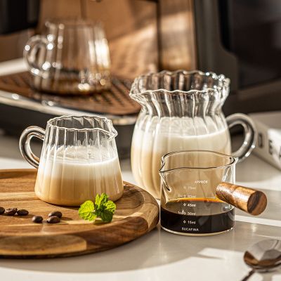 [hot]✹■  100/200/370ml Glass Jug With Handle Frothing Cup Sharing Foam Coffeeware