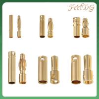 FEELDG 10Pairs 2/3/3.5/4/5/5.5mm เครื่องมือ กล่องเสียง ทรัมเป็ต สำหรับเครื่องบินรุ่น กระแสไฟสูง Banana Plug ขั้วต่อแบตเตอรี่ RC ปลั๊กตัวเมีย