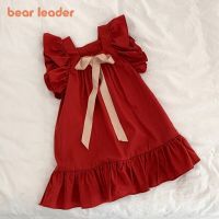 Bear Leader Summer Girls Dresses Flying Sleeve Dress Casual Ruffled Dresses Solid Back Bowknot A Line Baby Dresses Kids Clothes  by Hs2023