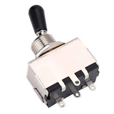 20Pc Guitar 3 Way Toggle Switch, Metal Enclosed 3 Way Selector Switch with Black Tip Knob Replacement Part