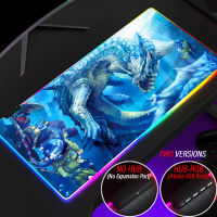 RGB Glowing Mouse Pad Large Monster Hunter World Cartoon Custom MHW Students Gamer Desk Mat With Hi-Speed HUB Kawaii Mousepad