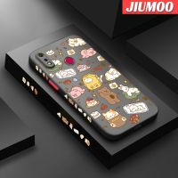 JIUMOO เคสสำหรับ Realme 3 3i 3 Pro ลายการ์ตูนรูปสัตว์นอนหลับดีไซน์ใหม่ขอบสี่เหลี่ยมด้านข้างบางกันกระแทกมีน้ำค้างแข็งโปร่งใสแข็งเคสมือถือปลอกซิลิโคนเคสนิ่มป้องกันกล้องคลุมทั้งหมด