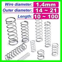 10pcs Spring Wire Diameter 1.4mm Compress Pressure Spring Rotor Return Buffer Cylidrical Coil Od 14mm 21mm 304 Stainless Steel