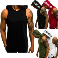 ‘；’ New Mens Summer Cool Hooded Sweatshirt Sleeveless Muscle Bodybuilding Hoodie