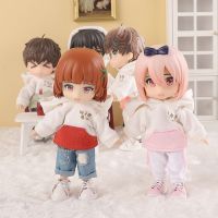 COME ของเล่นเด็กเล่น อุปกรณ์เสริมเสื้อผ้า สำหรับตุ๊กตา1/12BJD แฟชั่นสำหรับผู้หญิง ชุดเสื้อกีฬาคอกลม เสื้อผ้ามีฮู้ด ท็อปส์ซูตุ๊กตา เสื้อฮู้ดทำมือ