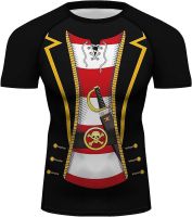 O2TEE Unisex Pirate Skull Novelty Soft Slim Short Sleeve Compression Gym Trainning Casual Top