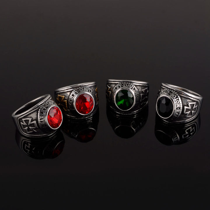 แหวนไทเทเนียมสำหรับผู้ชายหลากสีประดับเหรียญทหารแบบโรมันโบราณแหวนเหล็ก
