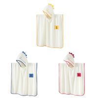 hotx 【cw】 Hooded Soft Coral Fleece Poncho Bathrobe for Babies Swim Beach Accs