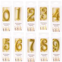 Cakelove 1Pcs Gold Happy Birthday Number Candles 0 1 2 3 4 5 6 7 8 9 Kids Boys Bar Baby Supplies