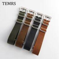 （Bar watchband）TEMRS สายหนังนาโต้สายนาฬิกาข้อมือซูลู20มม. 22มม. 24มม.,สายนาฬิกาหนังเครซีฮอร์สคุณภาพสูงวินเทจสายยาวทำด้วยมือ