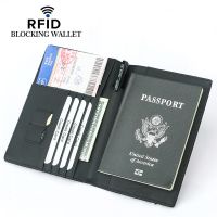 เคสคาร์บอนไฟเบอร์หนังวัว RFID แถบยืดหยุ่นสำหรับจัดระเบียบเอกสารการเดินทางกระเป๋าใส่บัตรซองใส่หนังสือเดินทางหนังซองใส่หนังสือเดินทาง