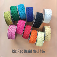 Ric Rac Braid ลูกไม้ตกแต่ง เทปลูกไม้ ตกแต่งผ้า No. 1406 ริบบิ้นลายซิกแซก ความกว้าง 1.7 ซม. ยาว 36 หลา