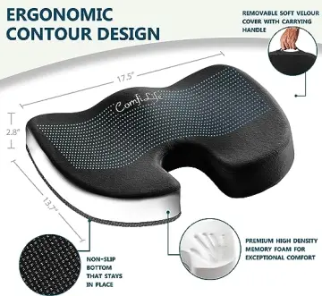 ComfiLife Gel Enhanced Seat Cushion - Non-Slip Orthopedic & Memory Black