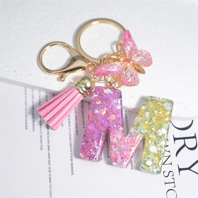 cute-resin-a-z-initials-letter-keychain-pink-sparkle-butterfly-tassel-pendant-keyring-for-women-girl-purse-handbags-jewelry-gift