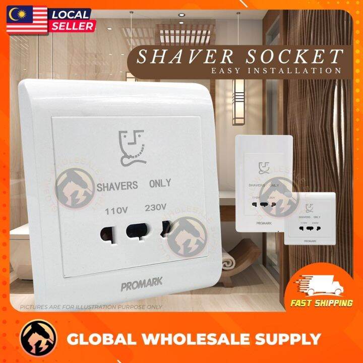 PROMARK Shaver Socket 110V240V Wall Mounted Type Shaver Socket for Hotel Bathroom Shaver Socket