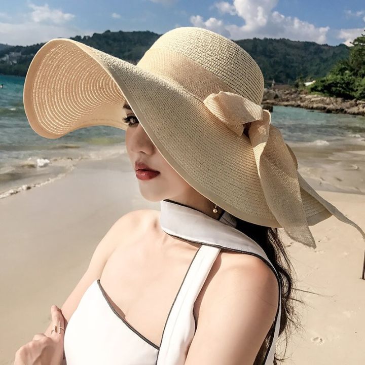 cc-women-summer-beach-travel-straw-hat-korean-seaside-big-hat-brim-sunblock-sunshade-holiday-foldable-fashion-big-cool-hat
