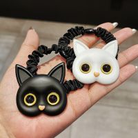 Simple Cute Black And White Kitten Hair Rope Big Eyes Cat Hair Ties Elastic Head Bands For Women Girls Cartoon Acrylci Rope Hair Accessories