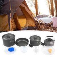 BolehDeals เซทเครื่องครัวตั้งแคมป์กระทะ Panci Camping และกาต้มน้ำสำหรับกระเป๋าเป้ปีนเขาบ้าน