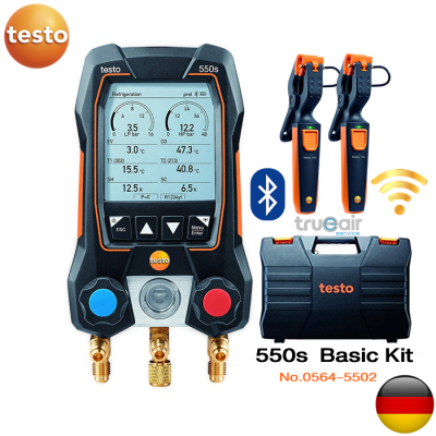 testo Manifold Gauge เกจวัดน้ำยาแอร์แบบดิจิตอล Testo 550s Basic Kit สำหรับงาน HVAC (Bluetooth) Wireless Vacuum Probe
