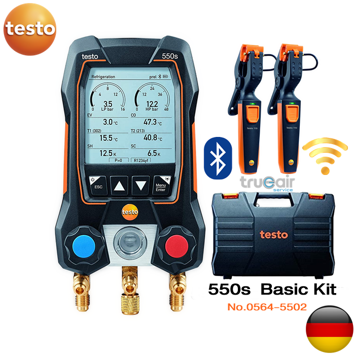 testo-manifold-gauge-เกจวัดน้ำยาแอร์แบบดิจิตอล-testo-550s-basic-kit-สำหรับงาน-hvac-bluetooth-wireless-vacuum-probe