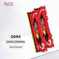 JAZER DDR4หน่วยความจำ32GB 2666MHz 3200MHz 64GB(32GBX2) ชุดเดสก์ท็อปคอมพิวเตอร์เกม Memoria Ram