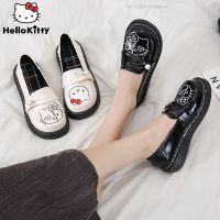 【LZ】✿﹍  Olá kitty sapatos jk cabeça redonda estilo japonês coreano fundo plano sapatos de couro macio das mulheres estudante moda fora lolita sapatos