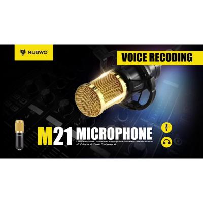 ไมค์อัดเสียง Nubwo M21 Microphone Condenser (สีดำ) + ชุดขาตั้ง (ฺBM800)
