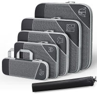 6PCS แบบพกพาก้อนบรรจุกระเป๋าเดินทาง Organizer Travel Compressible Storage กระเป๋าชุดรองเท้ากระเป๋าตาข่าย Visual กระเป๋าเดินทาง Storage