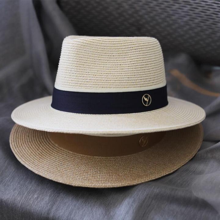 ออกแบบใหม่ธรรมชาติปานามานุ่มรูปหมวกฟางฤดูร้อนผู้หญิงผู้ชายปีกกว้างหาดซันหมวกป้องกันรังสียูวี-fedora-วันเกิด-gift83006