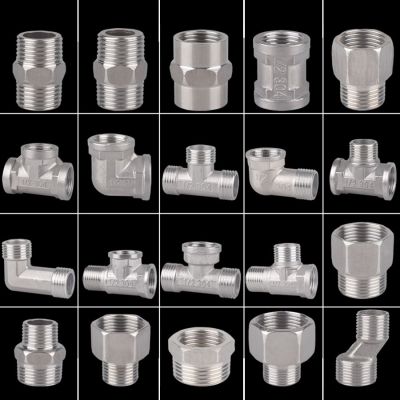 1PCS 1/2 3/4 BSP Female Male Thread Tee Type Reducing Stainless steel Elbow Butt joint adapter Adapter Coupler Plumbing Fittings