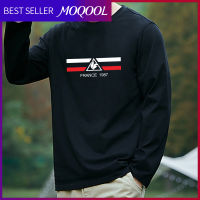 MOQOOL ชายเสื้อยืดแขนยาวพิมพ์แขนยาวด้านบนรอบคอชุดชั้นในแฟชั่นร้อยชุด