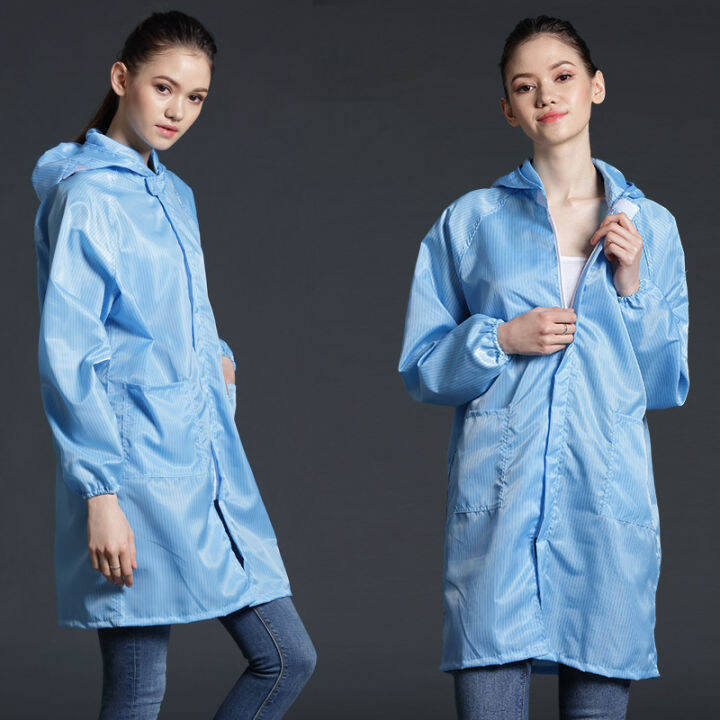 Esd Smock Round Neck With Zip Hooded Design Antistatic Ppe Gown ...