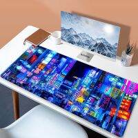 Japanese Neon City Mouse Pad Art Mousepad Pixel Computer Table Carpet NonSlip XL Extend Rubber Keyboards Pads Rubber Desk Mat