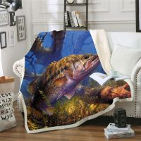 Fashion Sherpa Blanket Super Black Perch Fishing 3D Printing Blanket Sofa Bed Office Lunch Break Blanket Bedding Supplies