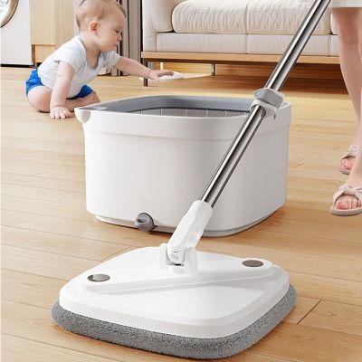 Spin Mop and Bucket Set Squeeze Microfiber Rotating Mop with Self Separation Dirty and Clean Water System Home Cleaning Tools