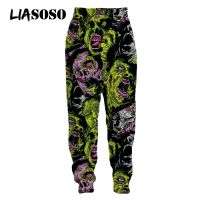 LIASSO Monster Face 3D printing mens jogging pants large size sports pants womens sportswear mens breathable clothing