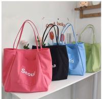 infinitebagshop(IN1671) กระเป๋าผ้าใบใหญ่สีสันสดใส สะพายไหล่ ผ้าแคนวาส