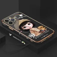 Hontinga Casing Case For iphone 11 Pro Max 12 Mini 12 Pro Max 13 Mini 13 Pro Max Case Fashion Cartoon Cute Girl Luxury Chrome Plated Soft TPU Square Phone Case Full Cover Camera Protection Anti Gores Rubber Cases For Girls