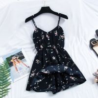 ZZOOI 2019 New Womens Dress Sweet Summer Casual Fashion Bohemian Print Thin Strap Sleeveless  Black Dress for Women