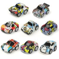 【CW】 8pcs/set Alloy Diecast Inertial Pull Back Car Classic Graffiti Racing Educational for Children Boy