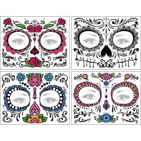 Facial makeup Sticker Special Waterproof Face tattoo Day of The Dead Skull Face dress up Halloween Temporary Tattoo Stickers Stickers