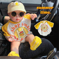 Smile Romper Jumpsuits สำหรับเด็กเด็กผู้ชายเด็กผู้หญิง3-6-9-12เดือนเสื้อผ้าเด็ก MODE Korea ตัวอักษรชุดจั๊มพ์สูทแบบหลวมสะดวกสบายและระบายอากาศ0000เสื้อรอมเปอร์ทารก