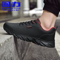 Fall back to black smelly shoes leather waterproof light mens shoes fashion soft bottom men leisure running shoes