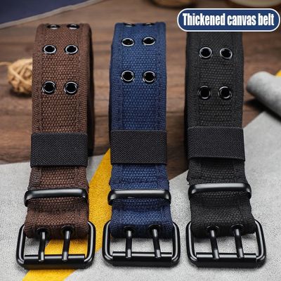 Men Women Double Buckle Canvas Belt Full Hole Pin Student Youth Strong Durable Jeans