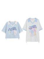 卐✙ Original sen female tribe recreational wind loading four girlfriends hit fashion color polo collar T-shirt pants suit