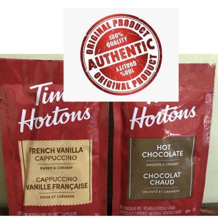 Tim Hortons Hot Chocolate 28g and Tim Hortons French Vanilla Cappuccino