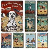 Dalmatian Dog Salon ป้ายโลหะดีบุก-ป้ายวินเทจสำหรับบ้านแสนหวานร้านขายสัตว์เลี้ยงห้องน้ำห้องสมุดกาแฟหรือของตกแต่งผนังชายหาด-12X8นิ้ว