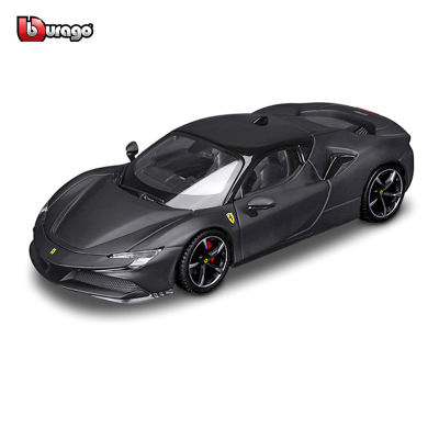 ใหม่ Bburago 1:24 Scale สีดำใหม่ Ferrari SF90 STRADALE โลหะผสมหรูหรารถ Diecast Cars รุ่นของเล่นคอลเลกชัน Gift