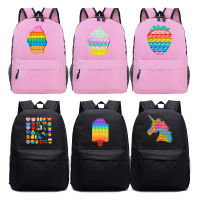 2021New Cute Pop It Students Boys Girls School Gift Mochila Cartoon Pattern 16inch Laptop Backpack Women Travel Men Teens Rucksack