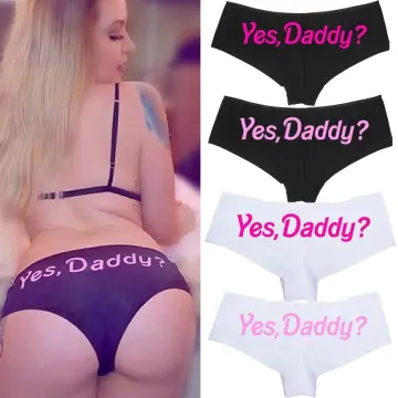 Women's Sexy Lingerie Set Yes Daddy Print Bra Tops Briefs